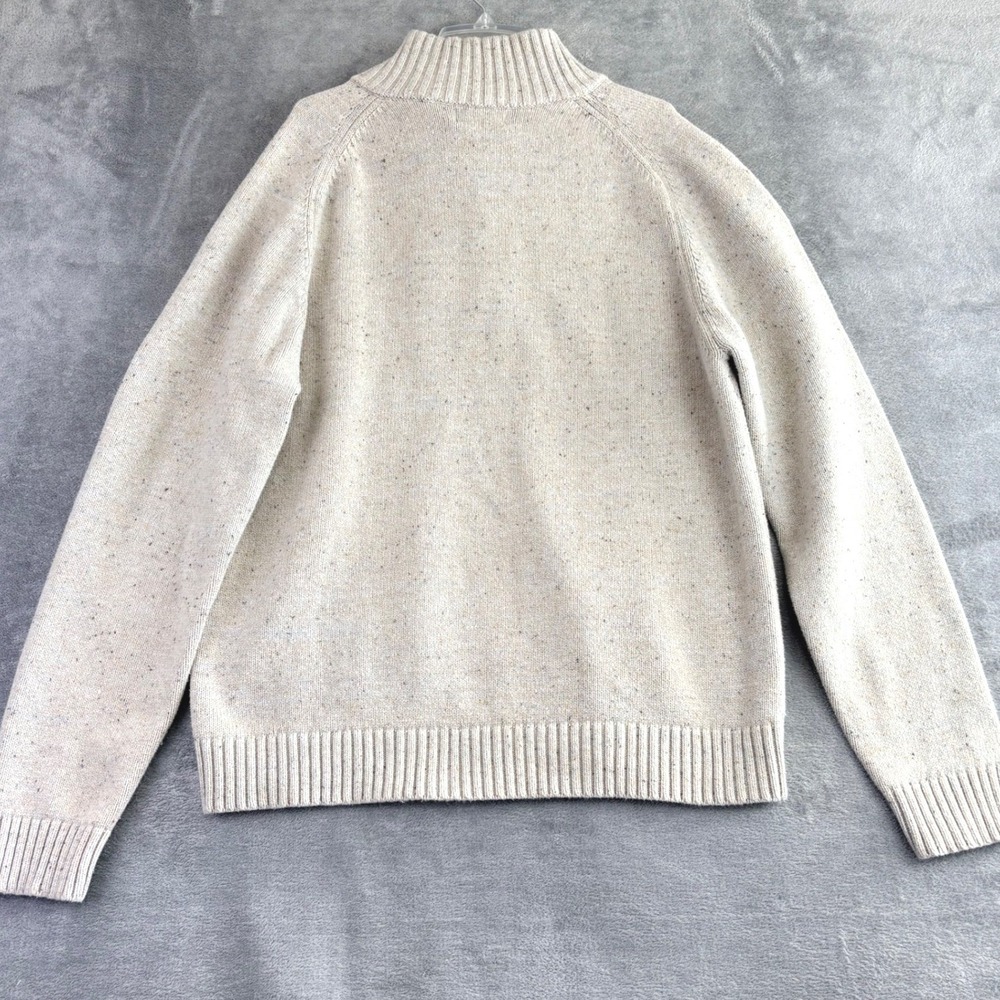 Goodfellow & Co Mens L Beige Speckled Sweater Mock Neck Button Pullover Academia - Picture 3 of 10